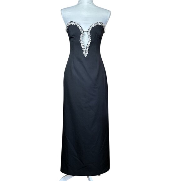 Bardot Black Midi Dress with Silver Accents - Picture 4 of 16